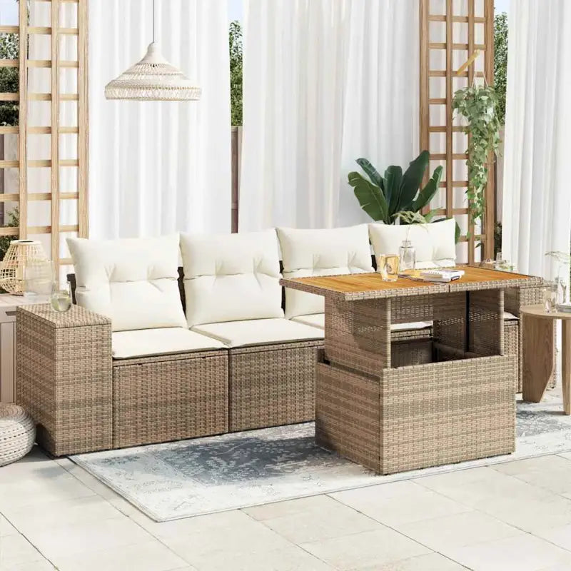 Zwart materiaal loungeset met gepoedercoat staal voor buitenplezier - beige en crèmekleurig / met opbergruimte