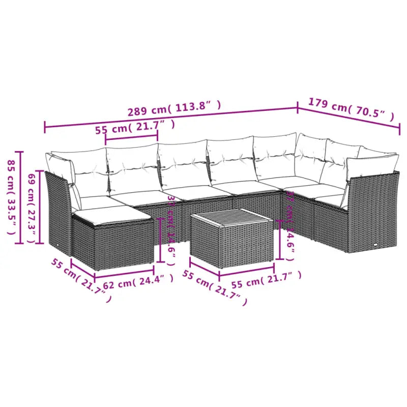 Zwart materiaal loungeset met gepoedercoat staal voor buitenplezier - Tuinsets