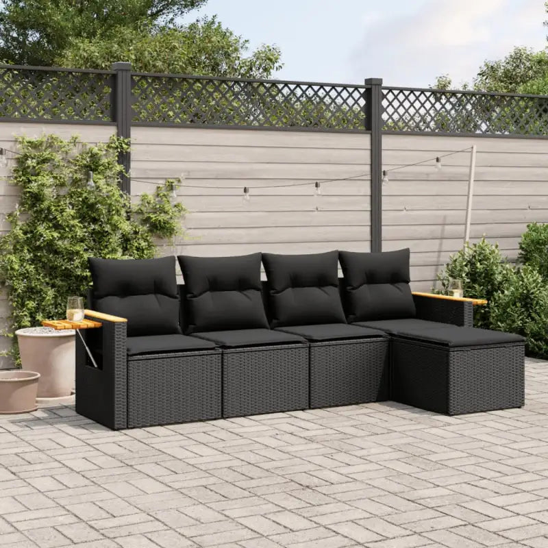 Zwart materiaal loungeset met gepoedercoat staal voor buitenplezier - Tuinsets