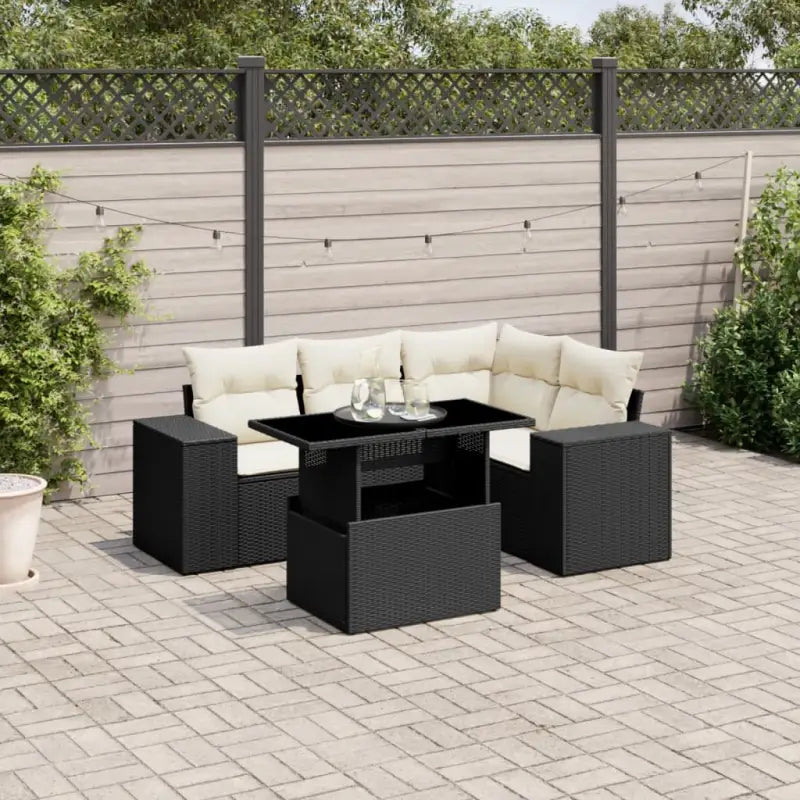 Zwart materiaal loungeset met gepoedercoat staal voor in de tuin - Tuinsets