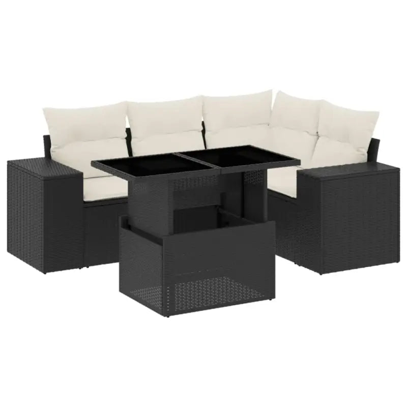 Zwart materiaal loungeset met gepoedercoat staal voor in de tuin - Tuinsets