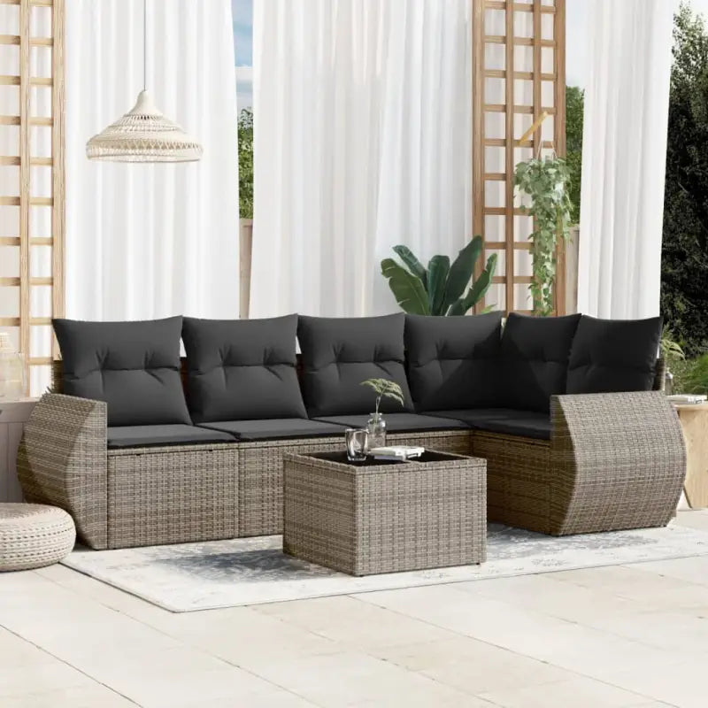 Zwart materiaal loungeset met gepoedercoat staal voor je tuin of terras - Grijs / Zonder tafel - Tuinsets