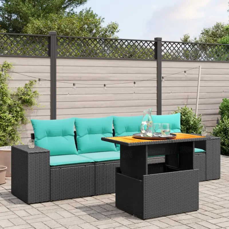 Zwart materiaal loungeset met gepoedercoat staal voor jouw tuin of terras - Zwart / zonder opbergruimte - Tuinsets