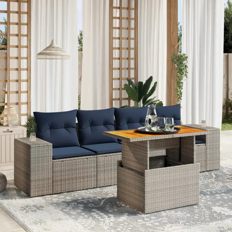 Zwart materiaal loungeset met gepoedercoat staal voor jouw tuin of terras - Grijs / zonder opbergruimte - Tuinsets