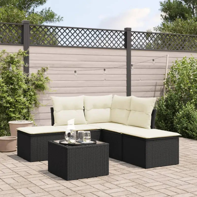 Zwart materiaal loungeset met gepoedercoat staal voor tuin en terras - Tuinsets