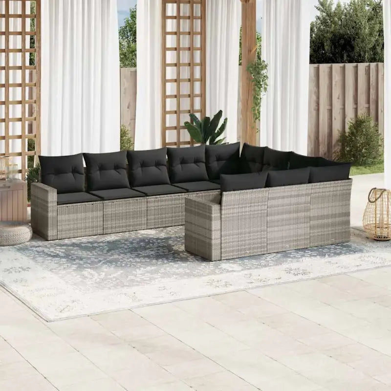 Zwart materiaal loungeset met gepoedercoat staal voor tuin of terras - Lichtgrijs / Zonder tafel - Tuinsets