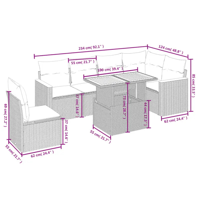Zwart materiaal loungeset met gepoedercoat staal voor tuin of terras - Tuinsets