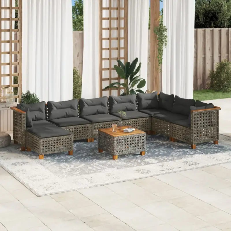 Zwart materiaal loungeset met natuurlijke olieafwerking en ideale afmetingen - Grijs / Met tafel / gat weven - Tuinsets