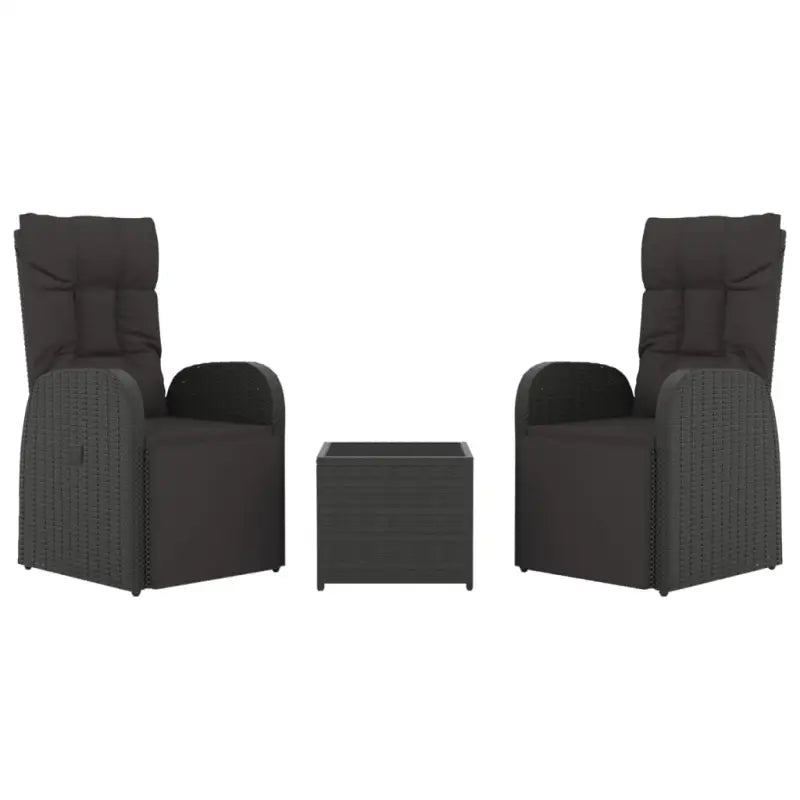 Zwart materiaal loungeset met poly rattan en gehard glas voor tuin - Tuinsets
