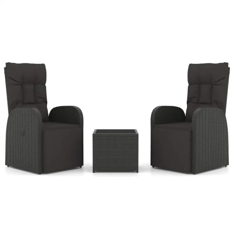 Zwart materiaal loungeset met poly rattan en gehard glas voor tuin - Tuinsets