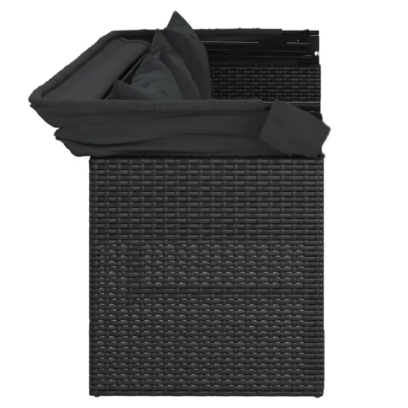 Zwart materiaal loungeset met poly rattan en gepoedercoat staal - Zwart / 4 - Tuinsets
