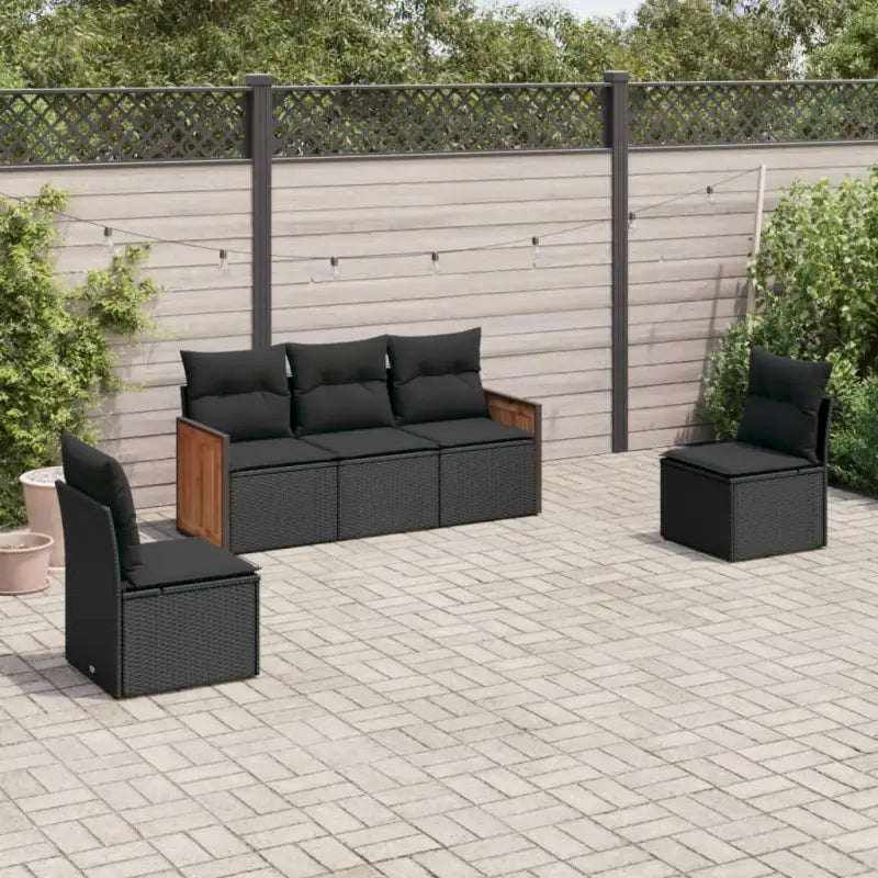 Zwart materiaal loungeset met poly rattan en gepoedercoat staal afmetingen - Tuinsets