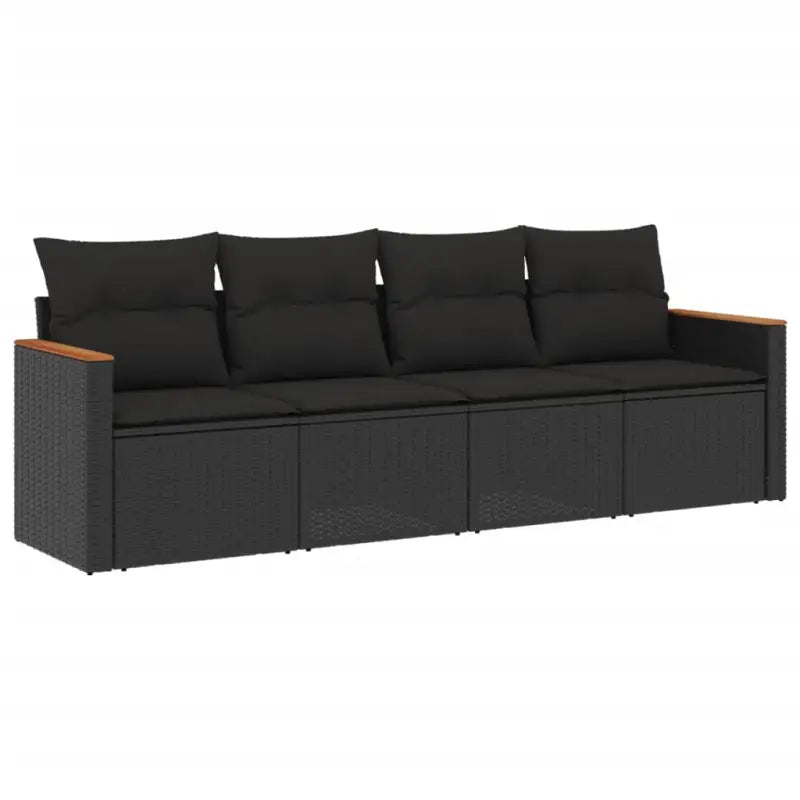 Zwart materiaal loungeset met poly rattan en waterdichte tas - Tuinsets