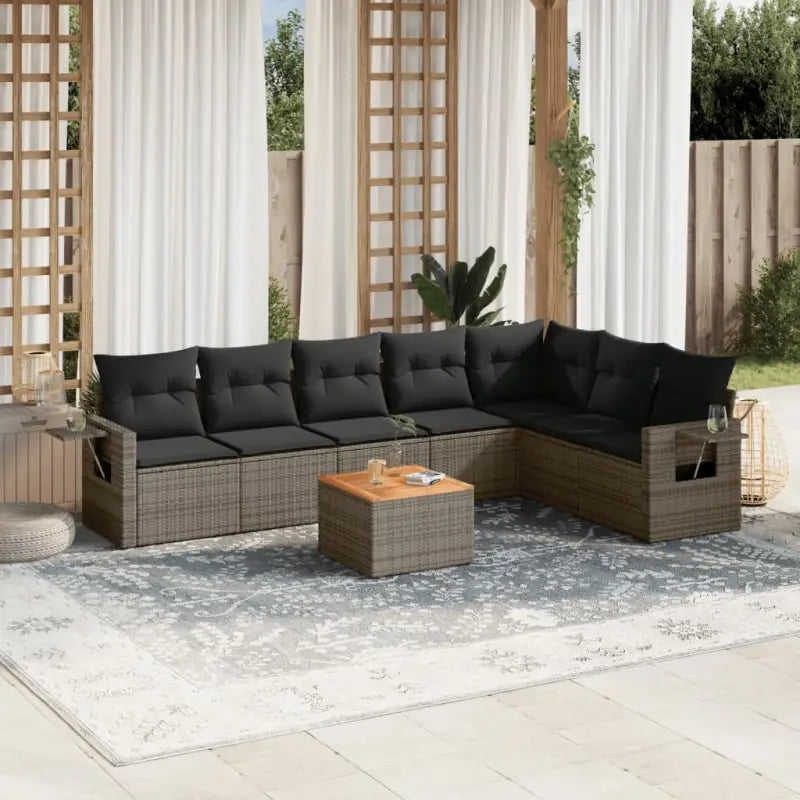 Zwart materiaal loungeset met waterdichte tas en gepoedercoat staal - Grijs - Tuinsets