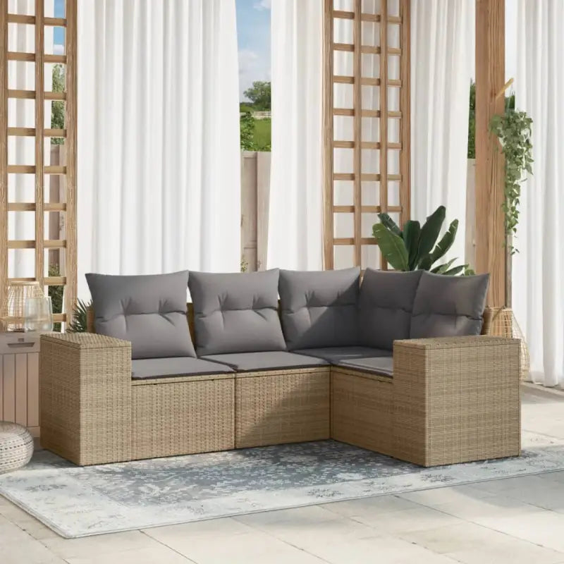 Zwart materiaal Loungeset met waterdichte tas en gepoedercoat staal - Beige en grijs / Zonder tafel - Tuinsets