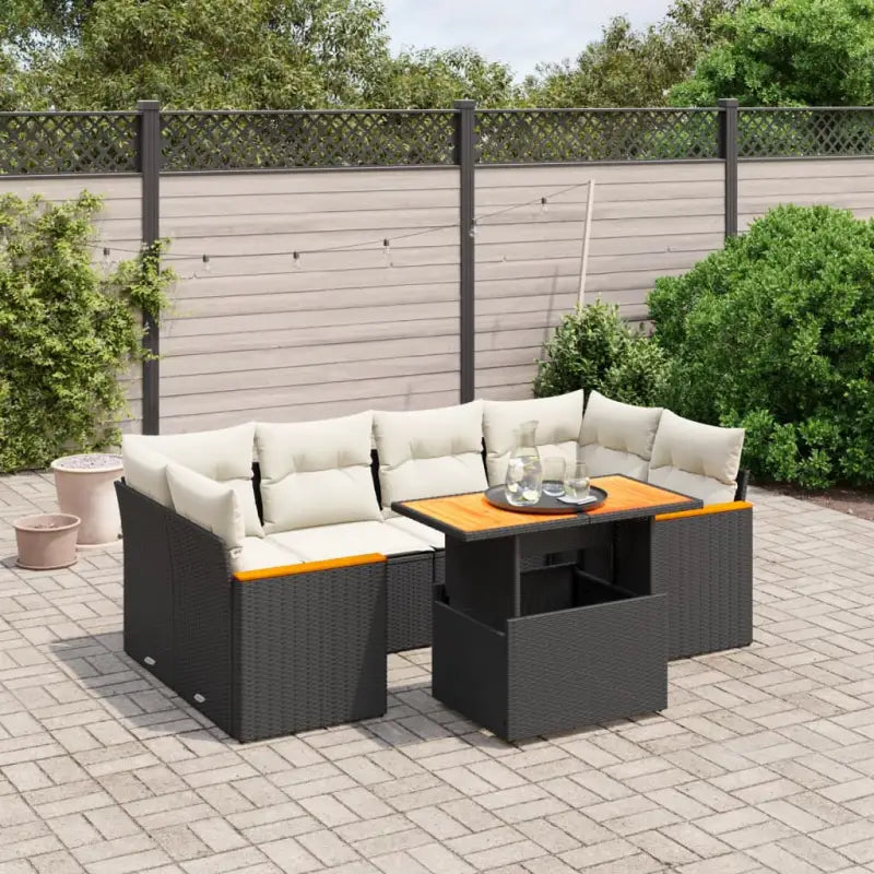 Zwart materiaal loungeset met waterdichte tas en gepoedercoat staal - Zwart en crème / zonder opbergruimte - Tuinsets