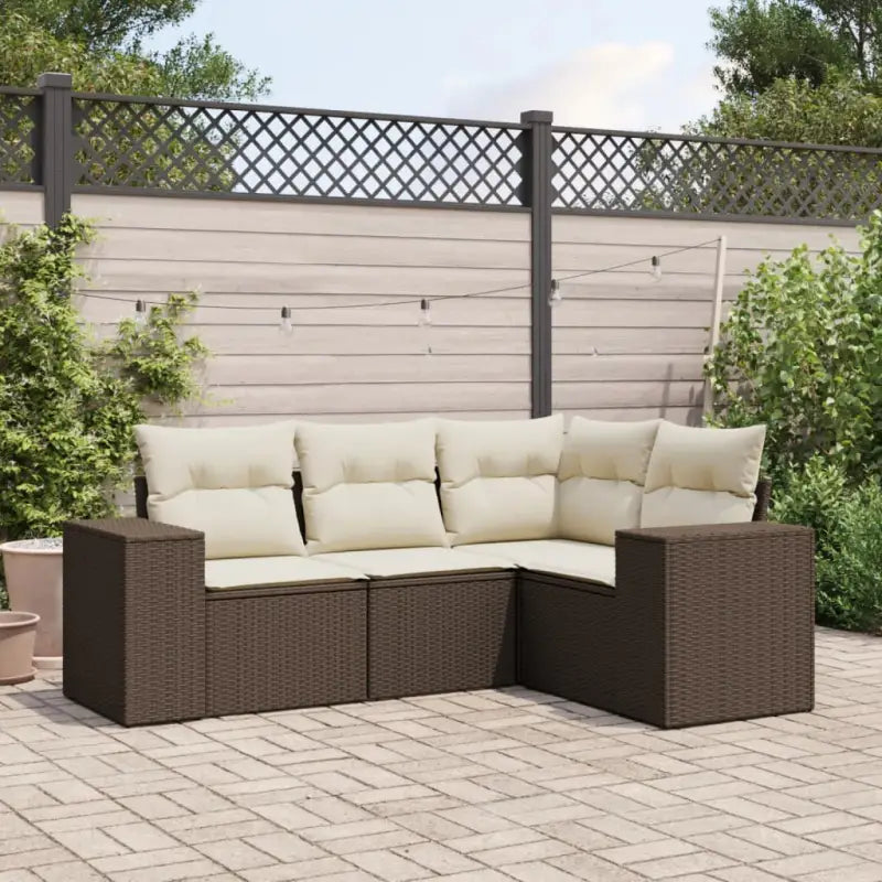 Zwart materiaal Loungeset met waterdichte tas en gepoedercoat staal - Bruin en crème / Zonder tafel - Tuinsets