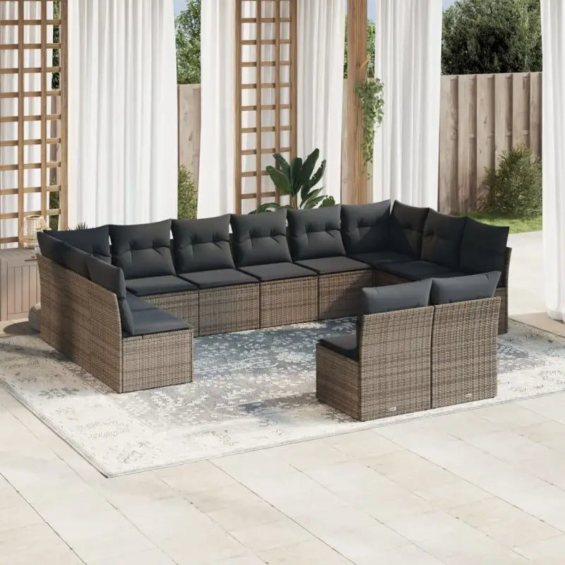 Zwart materiaal loungeset met waterdichte tas en gepoedercoat staal - Grijs / Zonder tafel - Tuinsets