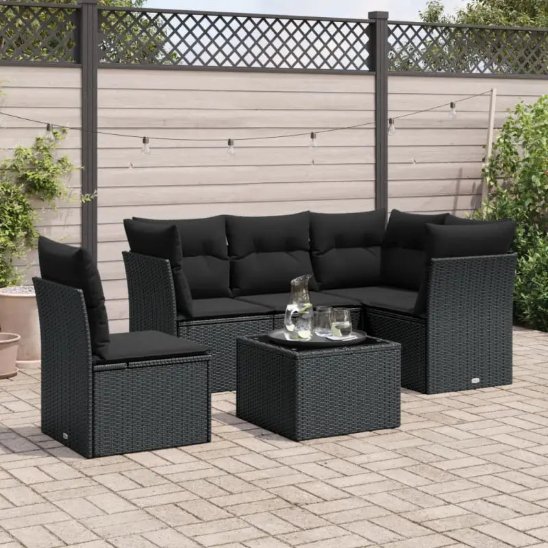 Zwart materiaal loungeset met waterdichte tas en gepoedercoat staal - Zwart / Met tafel - Tuinsets