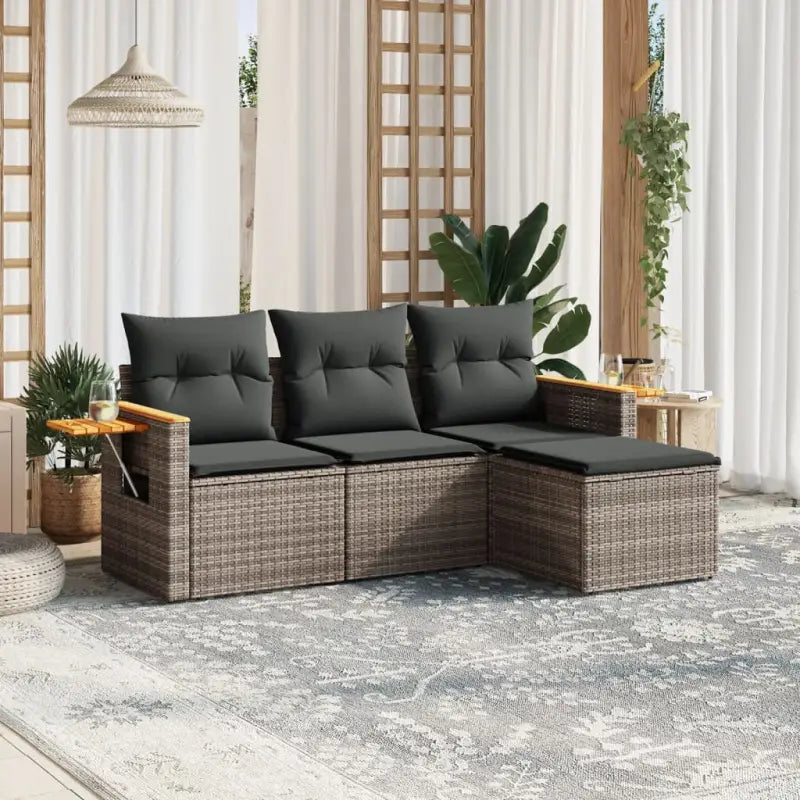 Zwart materiaal loungeset met waterdichte tas en gepoedercoat staal - Grijs / Zonder tafel - Tuinsets