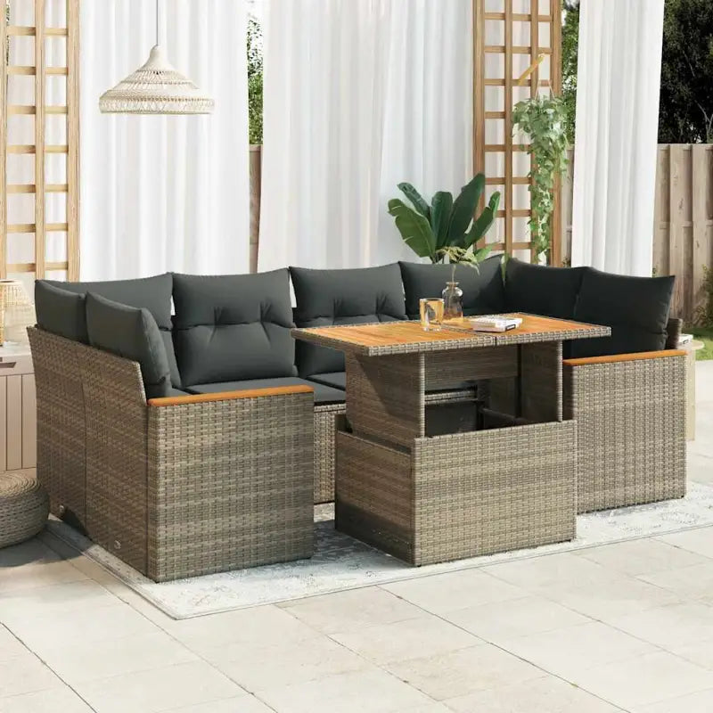 Zwart materiaal loungeset met waterdichte tas en gepoedercoat staal - Grijs / met opbergruimte - Tuinsets