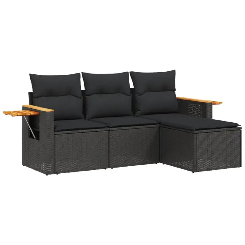 Zwart materiaal loungeset met waterdichte tas en gepoedercoat staal - Tuinsets