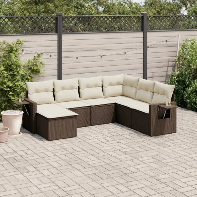 Zwart materiaal loungeset met waterdichte tas en gepoedercoat staal - Bruin en crème / Zonder tafel - Tuinsets