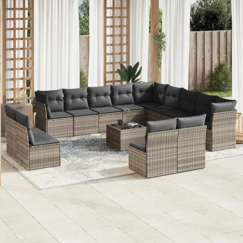 Zwart materiaal Loungeset met waterdichte tas en gepoedercoat staal - Lichtgrijs / Met tafel - Tuinsets