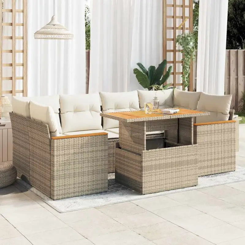 Zwart materiaal loungeset met waterdichte tas en gepoedercoat staal - beige en crèmekleurig / met opbergruimte