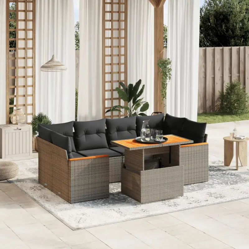 Zwart materiaal loungeset met waterdichte tas en gepoedercoat staal - Grijs / zonder opbergruimte - Tuinsets