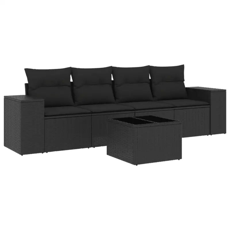 Zwart materiaal loungeset met waterdichte zak en gepoedercoat staal - Tuinsets