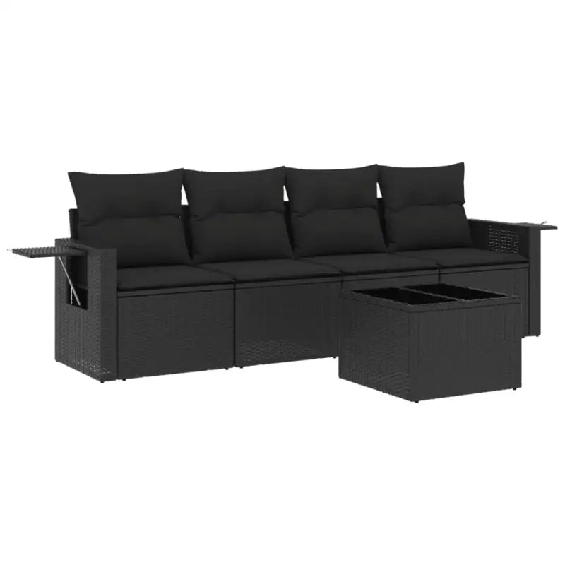 Zwart materiaal loungeset met waterdichte zak en gepoedercoat staal - Tuinsets