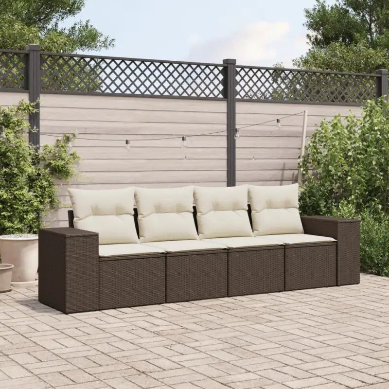Zwart materiaal loungeset met waterdichte zak en gepoedercoat staal - Bruin en crème / Zonder tafel - Tuinsets