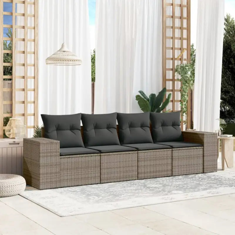 Zwart materiaal loungeset met waterdichte zak en gepoedercoat staal - Grijs / Zonder tafel - Tuinsets