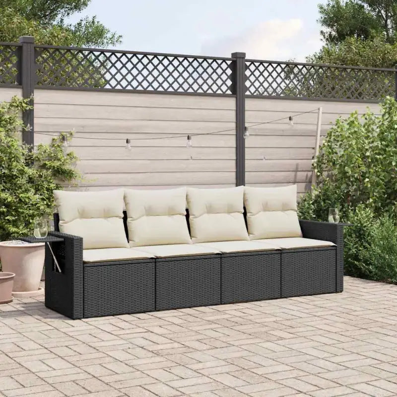 Zwart materiaal loungeset met waterdichte zak en gepoedercoat staal - Zwart en crème / Zonder tafel - Tuinsets