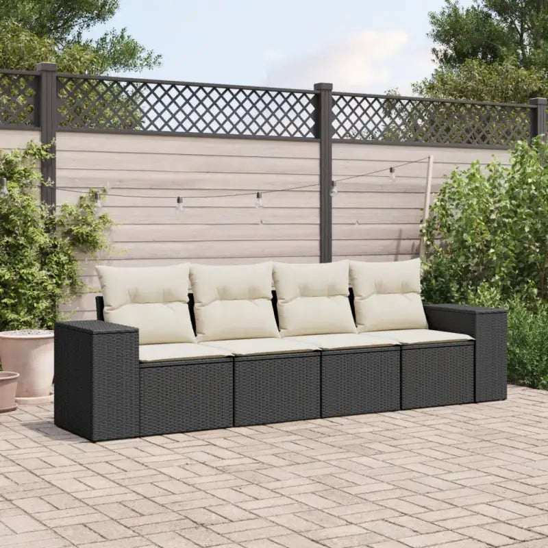 Zwart materiaal loungeset met waterdichte zak en gepoedercoat staal - Zwart en crème / Zonder tafel - Tuinsets