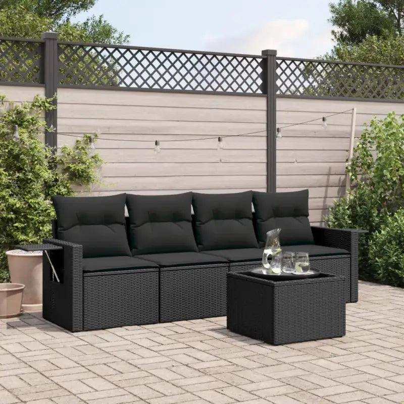 Zwart materiaal loungeset met waterdichte zak en gepoedercoat staal - Tuinsets