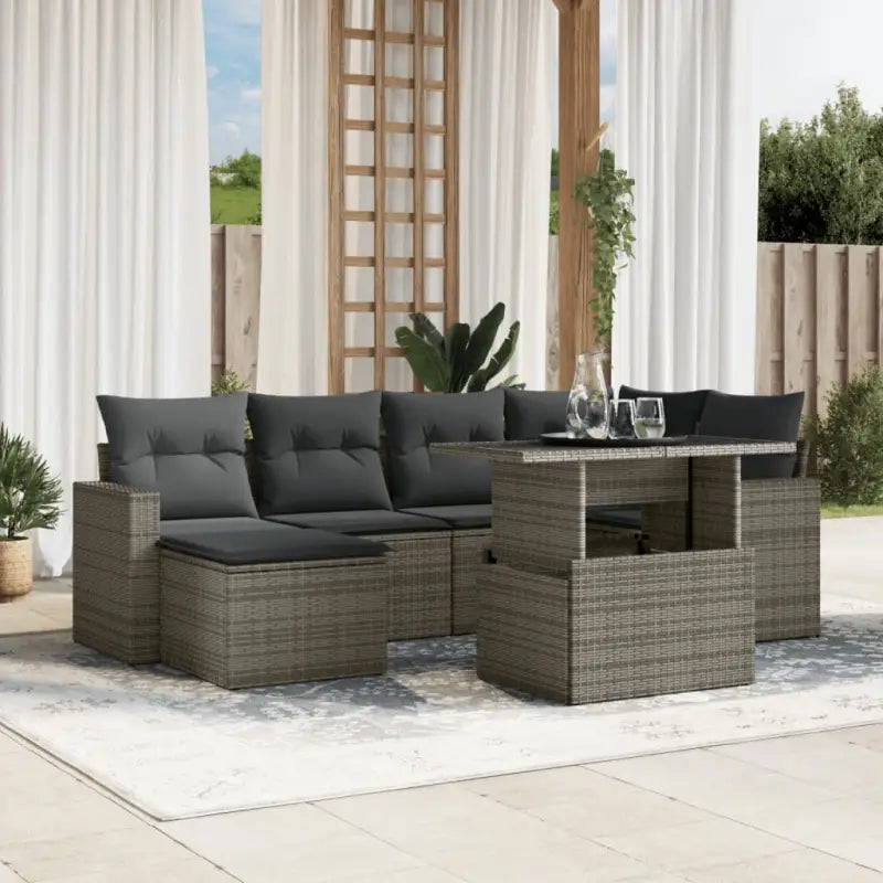 Zwart materiaal loungeset van gepoedercoat staal met afmetingen - Grijs / zonder opbergruimte - Tuinsets