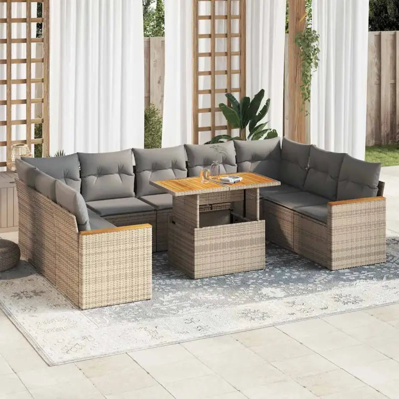 Zwart materiaal loungeset van gepoedercoat staal met comfortabele afmetingen - Beige en grijs / met opbergruimte