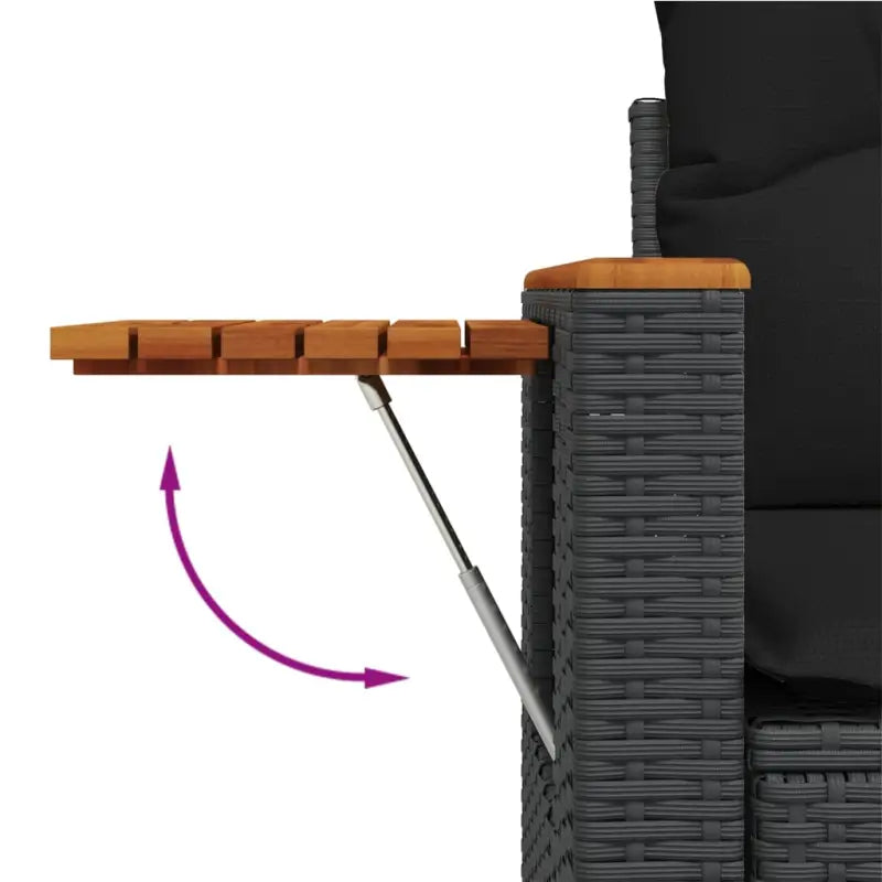 Zwart materiaal loungeset van gepoedercoat staal met comfortabele afmetingen - Tuinsets