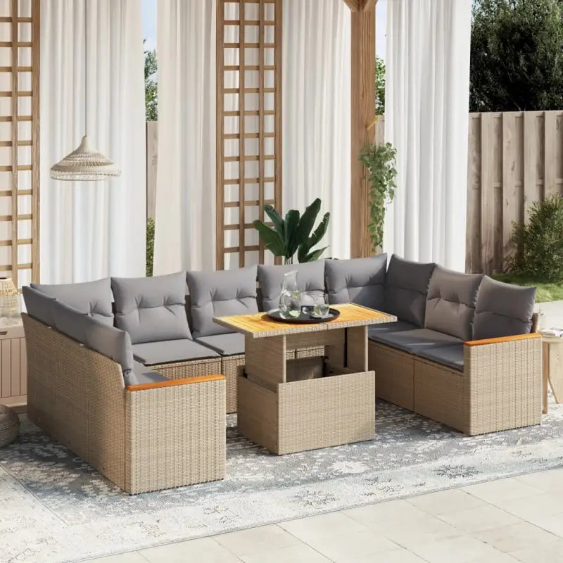 Zwart materiaal loungeset van gepoedercoat staal met comfortabele afmetingen - Beige en grijs / zonder opbergruimte