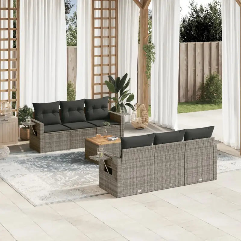 Zwart materiaal loungeset van gepoedercoat staal met perfecte afmetingen - Grijs - Tuinsets