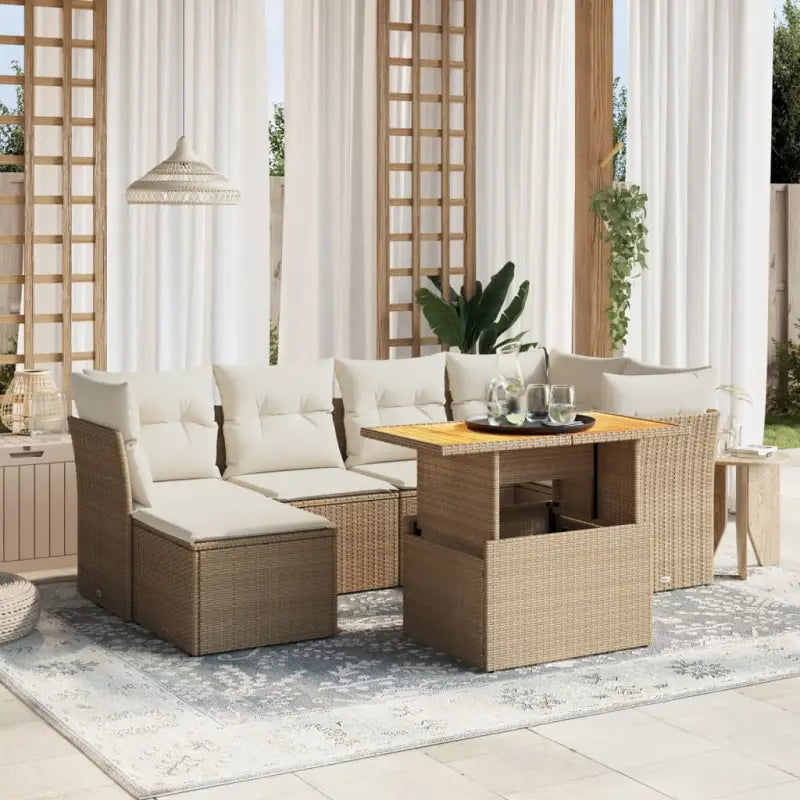 Zwart materiaal loungeset van gepoedercoat staal met perfecte afmetingen - beige en crèmekleurig / zonder opbergruimte