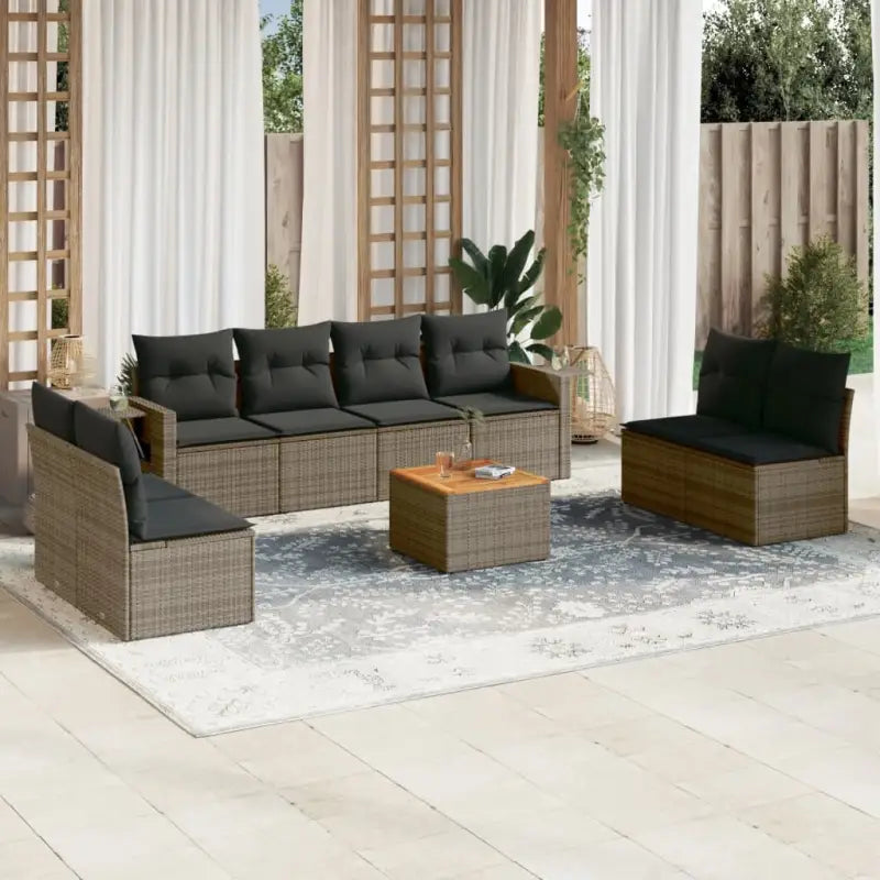 Zwart materiaal loungeset van gepoedercoat staal met perfecte afmetingen - Grijs - Tuinsets