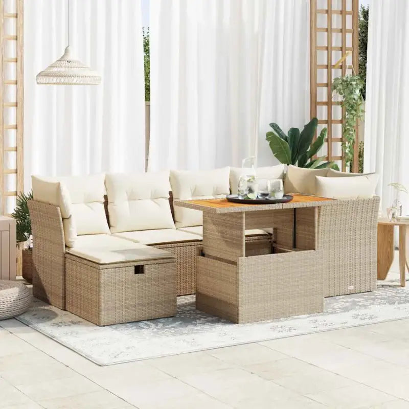 Zwart materiaal loungeset van gepoedercoat staal met perfecte afmetingen - beige en crèmekleurig / met opbergruimte