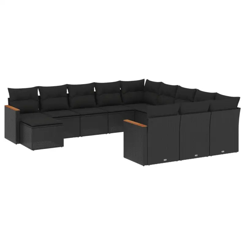 Zwart materiaal loungeset van gepoedercoat staal met uitgebreide afmetingen - Tuinsets