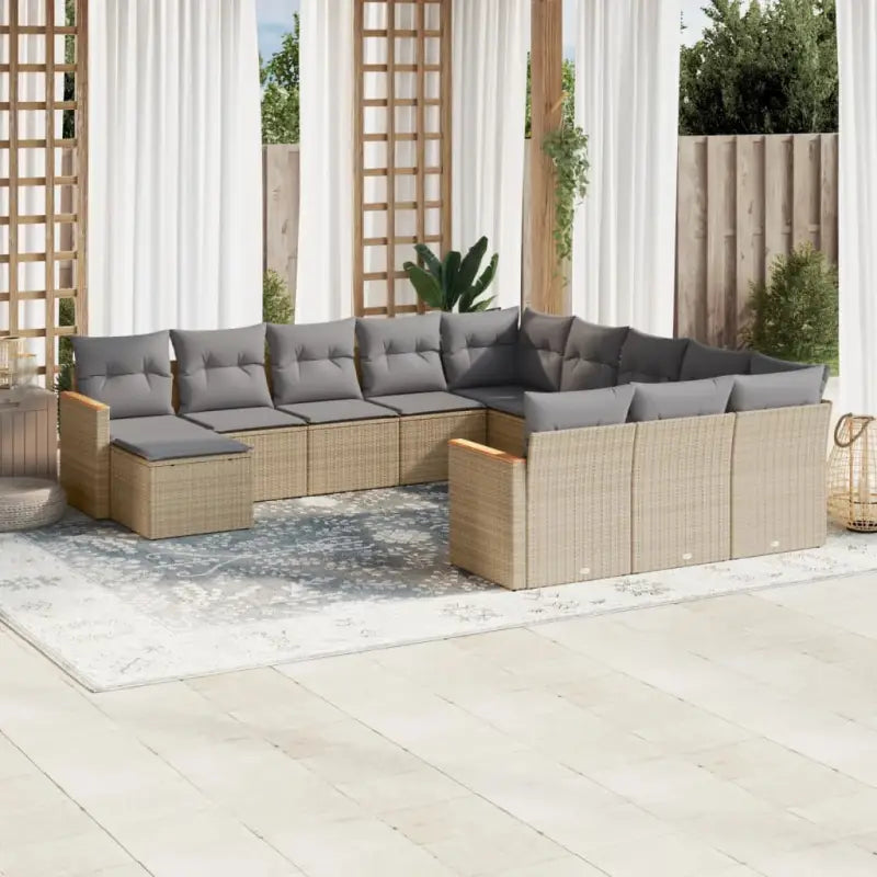 Zwart materiaal loungeset van gepoedercoat staal met uitgebreide afmetingen - Gemengd beige / Zonder tafel - Tuinsets