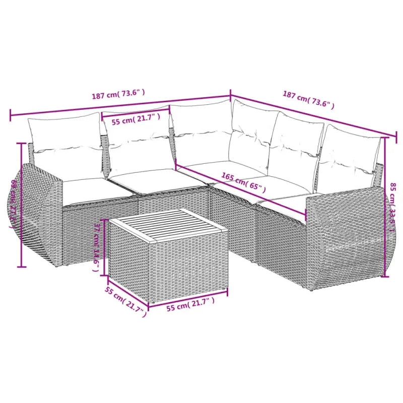 Zwart materiaal loungeset van gepoedercoat staal voor buiten comfort - Tuinsets