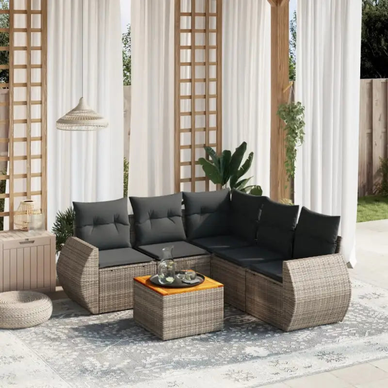 Zwart materiaal loungeset van gepoedercoat staal voor buiten comfort - Grijs / hoek + Tafel + 2x midden - Tuinsets