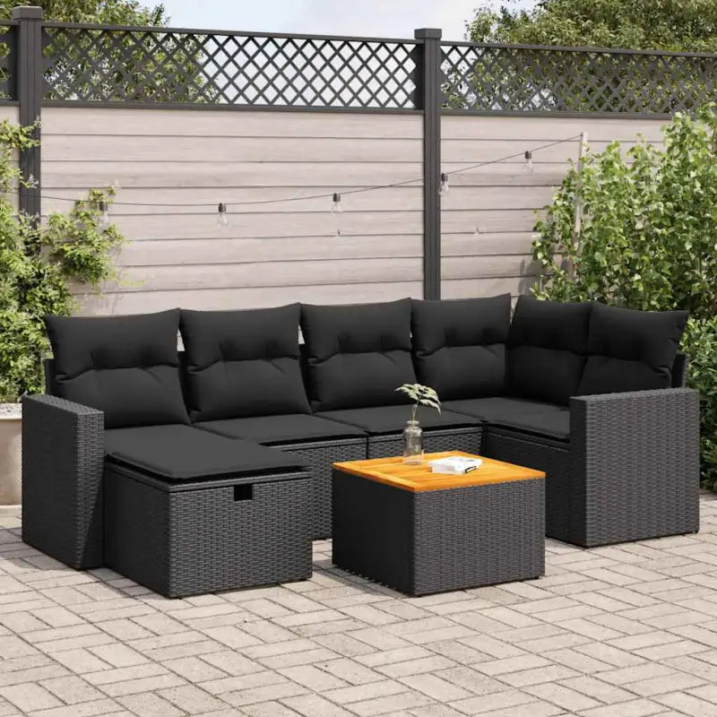 Zwart materiaal loungeset van gepoedercoat staal voor buiten gemak - Zwart / met opbergruimte - Tuinsets